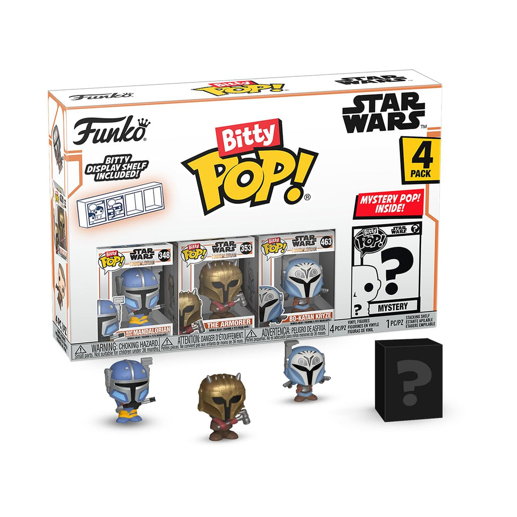 Funko Bitty Pop! The Mandalorian 4-Pack – Heavy Infantry, Armorer, Bo-Katan, & Mystery Chase (0.9-Inch Mini Figures)