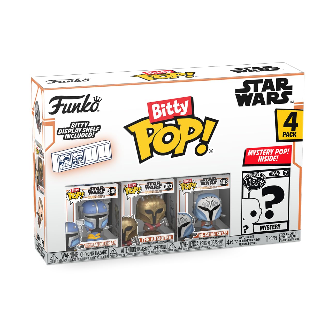 Funko Bitty Pop! The Mandalorian 4-Pack – Heavy Infantry, Armorer, Bo-Katan, & Mystery Chase (0.9-Inch Mini Figures)