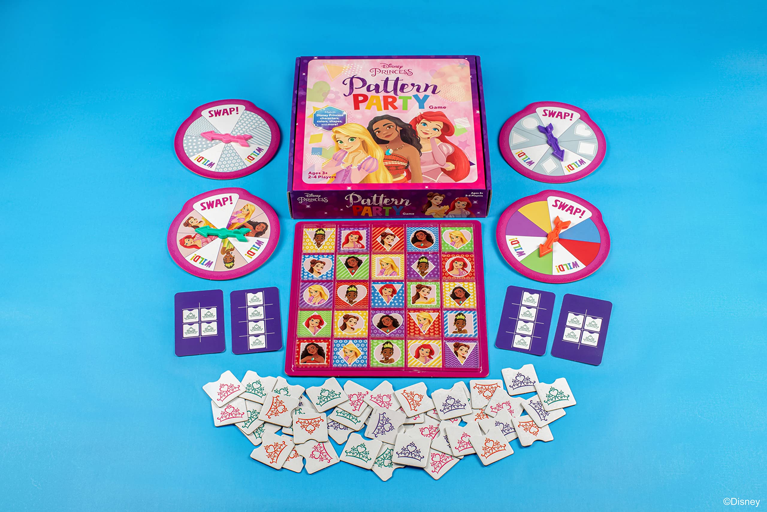 Funko Disney Princess Pattern Party Game – Spin, Match & Swap with 5 Characters