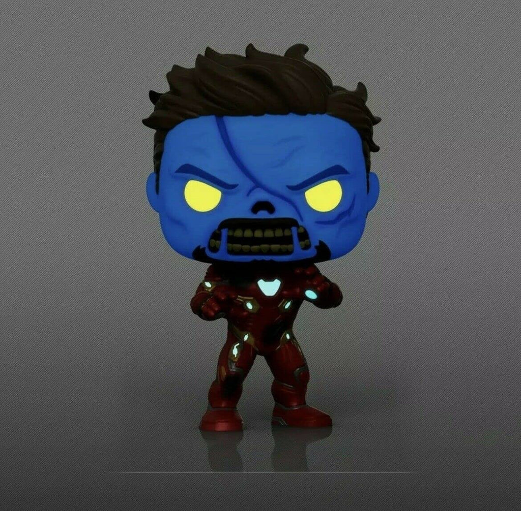 Funko POP Marvel What If? Zombie Iron Man Amazon Exclusive Glow in the Dark Bobblehead