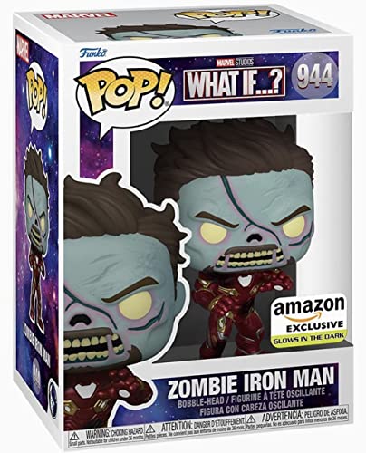 Funko POP Marvel What If? Zombie Iron Man Amazon Exclusive Glow in the Dark Bobblehead