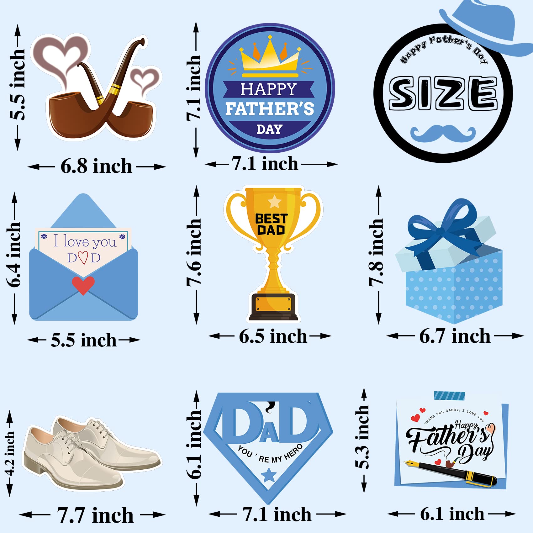 Funnlot 64-Piece Father's Day Decoration Set with Banner, Cake Topper, Balloons & Ceiling Hangings - Red, Mint, Dark Blue & Gold
