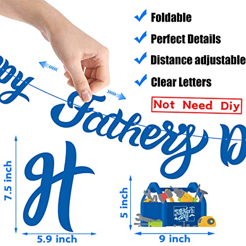 Funnlot 64-Piece Father's Day Decoration Set with Banner, Cake Topper, Balloons & Ceiling Hangings - Red, Mint, Dark Blue & Gold