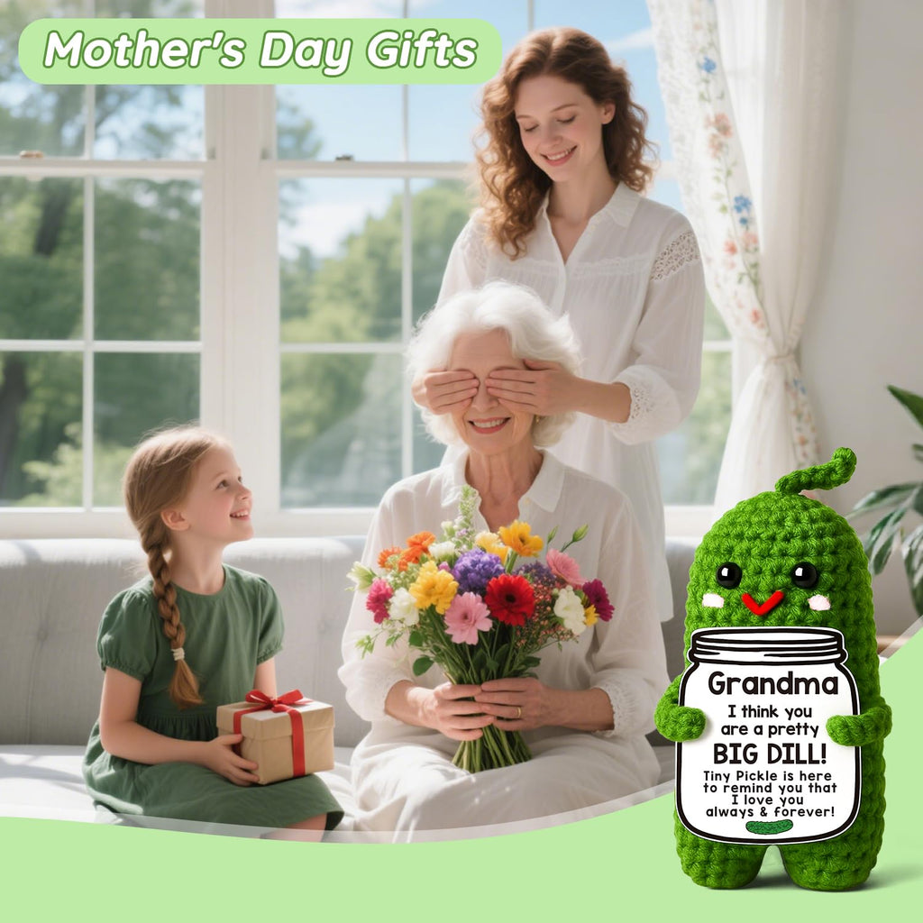 Funny Crochet Pickle Plush for Grandma - MAMAGIFTREE Big Dill Gift