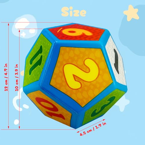 funnysquee 4.7 Inch 12-Sided Foam Dice – Large Dodecahedron for Board Games and Educational Play
