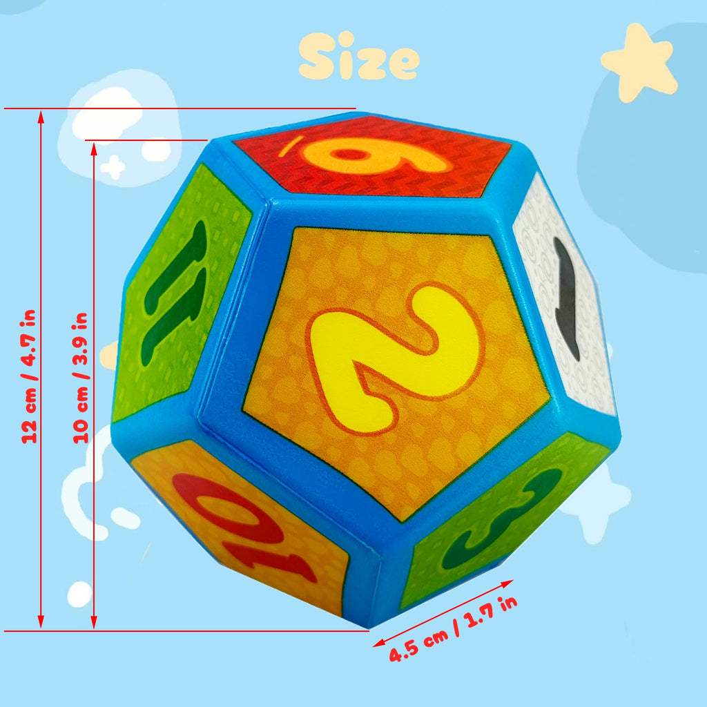 funnysquee 4.7 Inch 12-Sided Foam Dice – Large Dodecahedron for Board Games and Educational Play