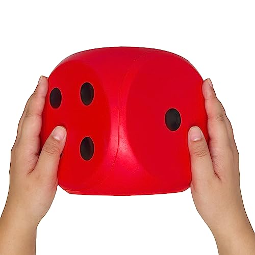 funnysquee 5.9-Inch Jumbo Foam Dice – Lucky Red Giant Toy for Game Nights & Learning