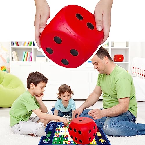 funnysquee 5.9-Inch Jumbo Foam Dice – Lucky Red Giant Toy for Game Nights & Learning