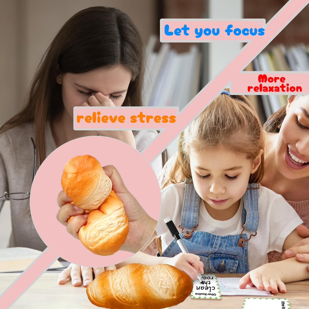 Funnysquee Slow Rising Bread Squishy Toy, Scented Baguette Stress Relief Squeeze for Kids