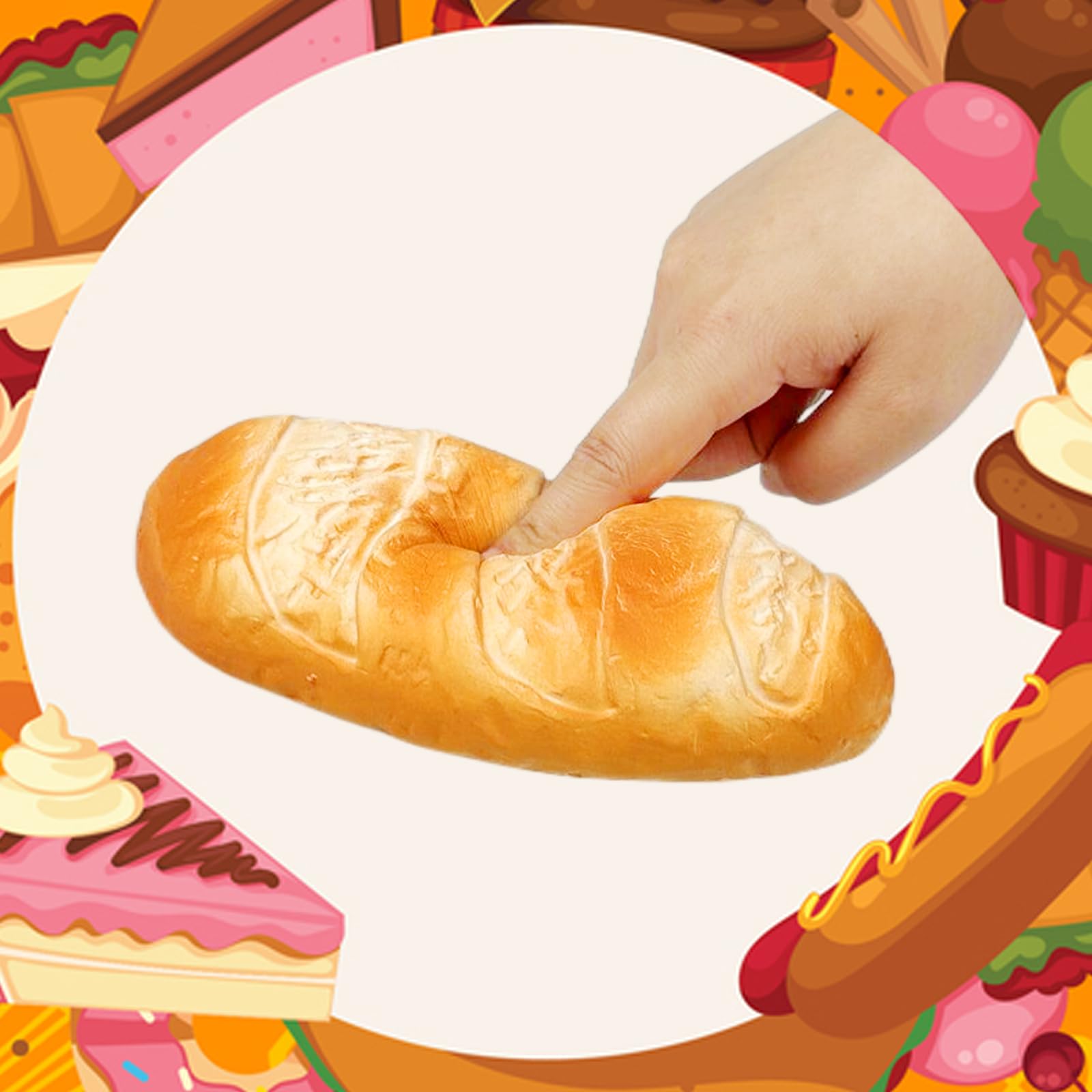 Funnysquee Slow Rising Bread Squishy Toy, Scented Baguette Stress Relief Squeeze for Kids