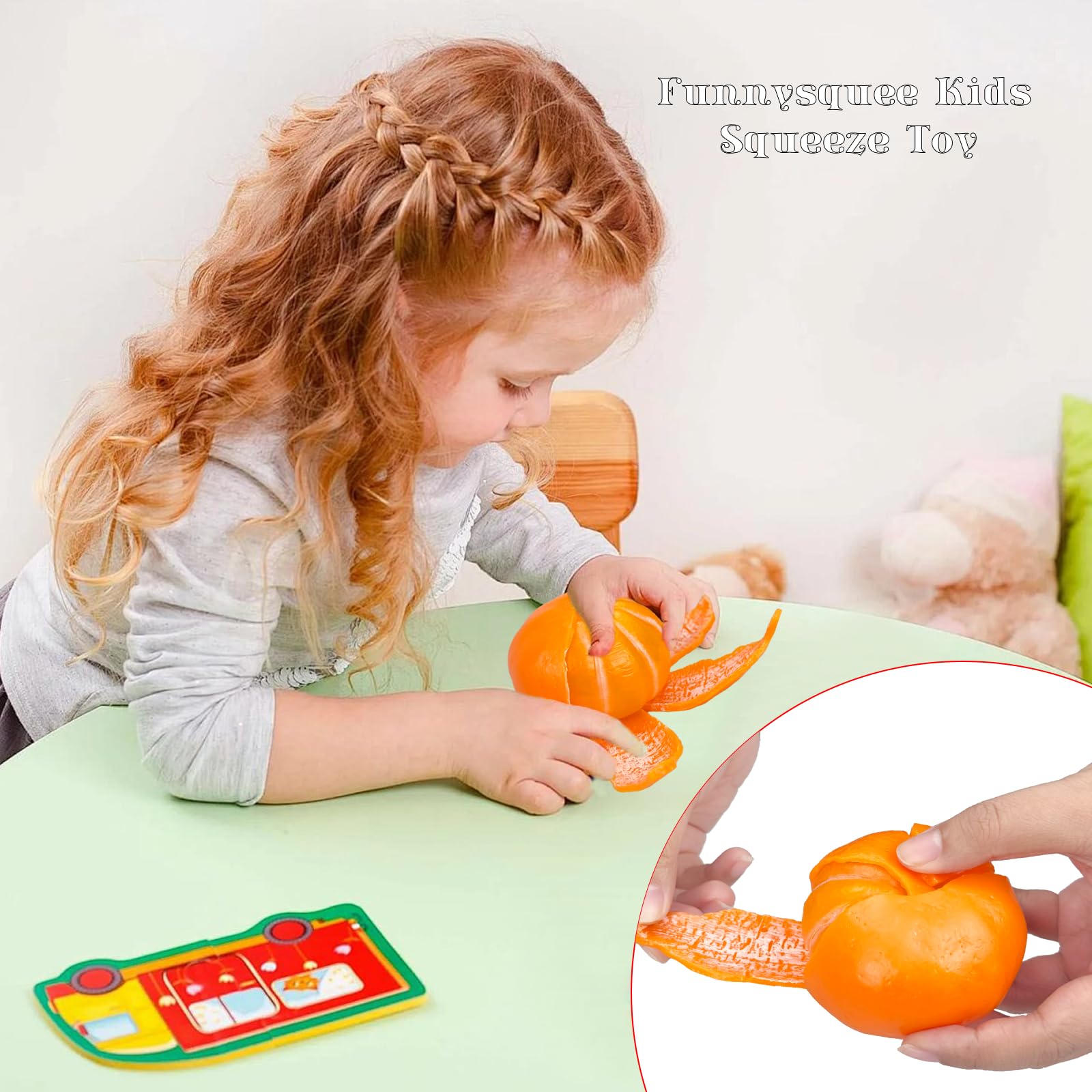 Funnysquee Tangerine Squishies Stress Relief Toy – Soft, Scented Orange Squeeze Toy for Kids and Adults