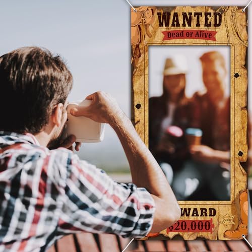 Funrous Wanted Poster Photo Prop – Large Western Backdrop for Cowboy Parties