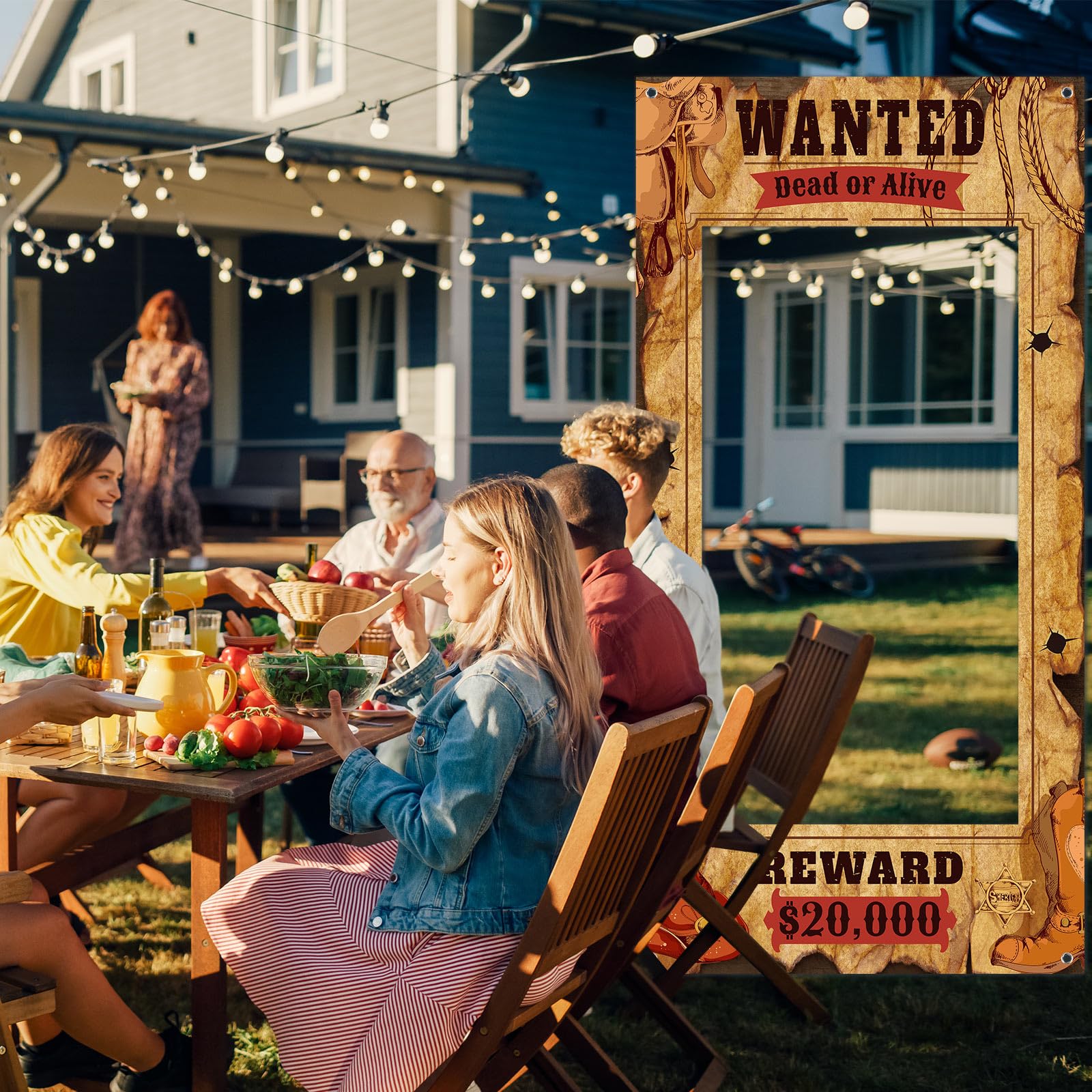 Funrous Wanted Poster Photo Prop – Large Western Backdrop for Cowboy Parties
