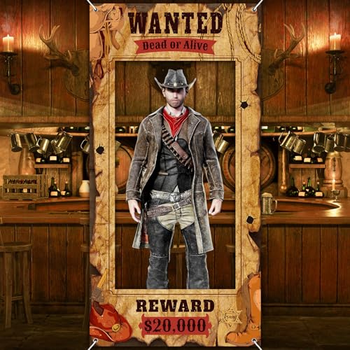 Funrous Wanted Poster Photo Prop – Large Western Backdrop for Cowboy Parties