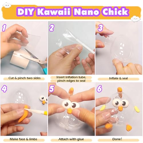 FUNSHOWCASE Nano Tape Bubble Kit – DIY Squishy Toy Maker with Air-Dry Clay, Markers, and Step-by-Step Guide