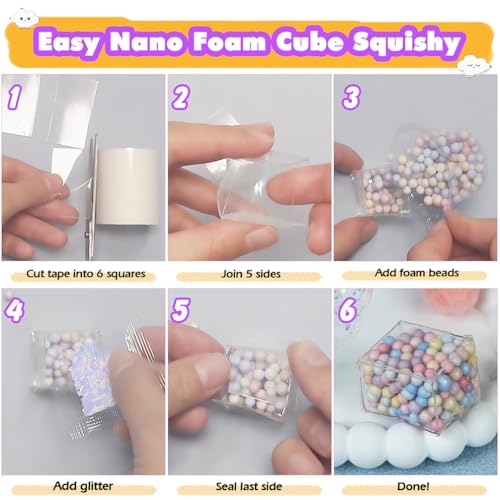 FUNSHOWCASE Nano Tape Bubble Kit – DIY Squishy Toy Maker with Air-Dry Clay, Markers, and Step-by-Step Guide