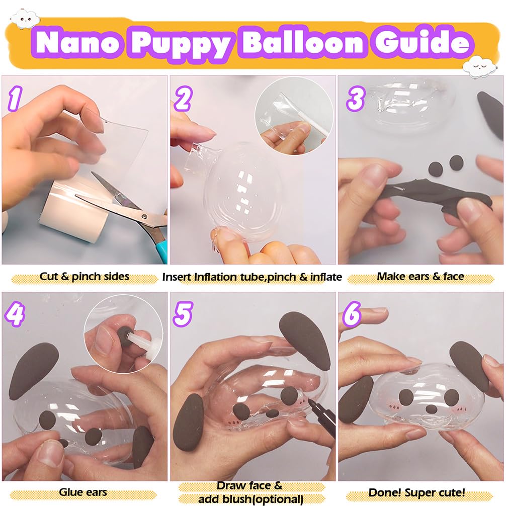 FUNSHOWCASE Nano Tape Bubble Kit – DIY Squishy Toy Maker with Air-Dry Clay, Markers, and Step-by-Step Guide
