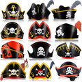 Funtery 48 Pack Pirate Hats – 12 Unique Designs for Kids and Adults – Paper Party Bandanas for Halloween and Costume Events