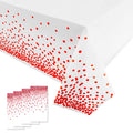 FUNTOOB 4-Pack White Plastic Tablecloth with Red Dots - 54x108 Inch Disposable Waterproof Party Table Cover for Baby Shower, Gender Reveal, Birthday