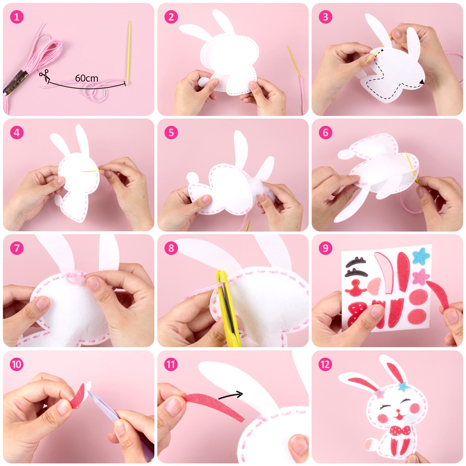 Funtopia Sewing Kit for Kids: 10 Easy Felt Animal Projects with Step-by-Step Guide – Beginner Sewing Craft for Ages 5-12