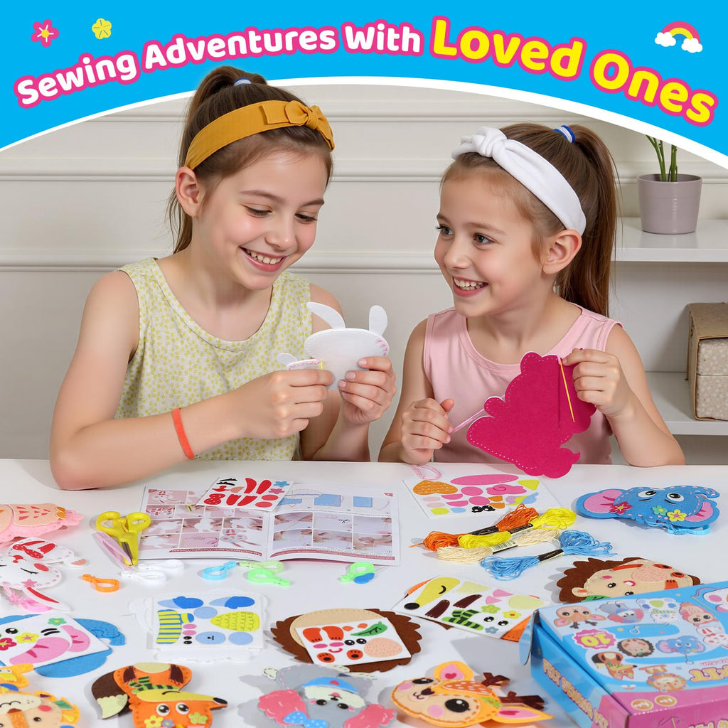 Funtopia Sewing Kit for Kids: 10 Easy Felt Animal Projects with Step-by-Step Guide – Beginner Sewing Craft for Ages 5-12
