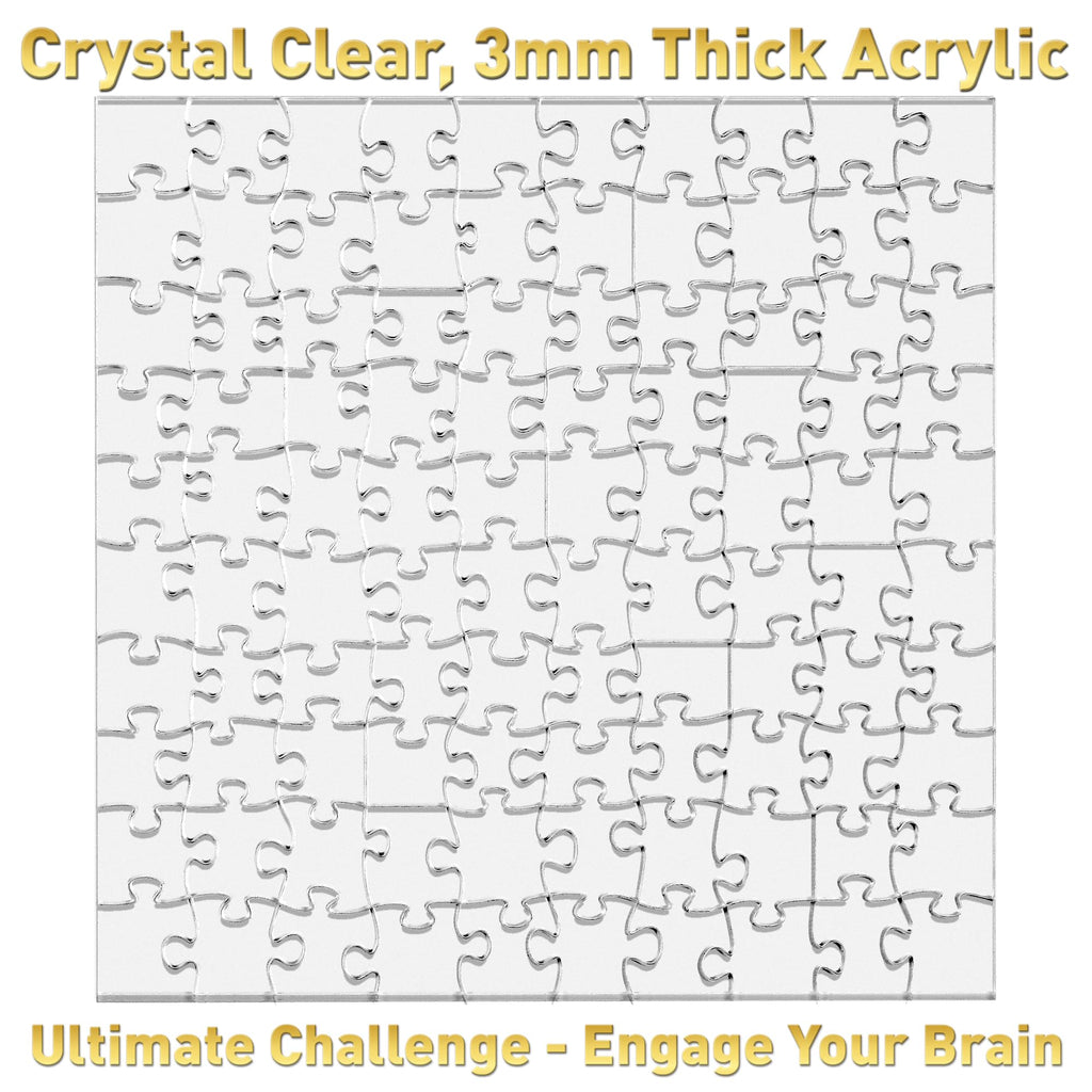 Funwares 100-Piece Clear Acrylic Puzzle – Insanely Hard Brain Teaser for Adults with False Edges