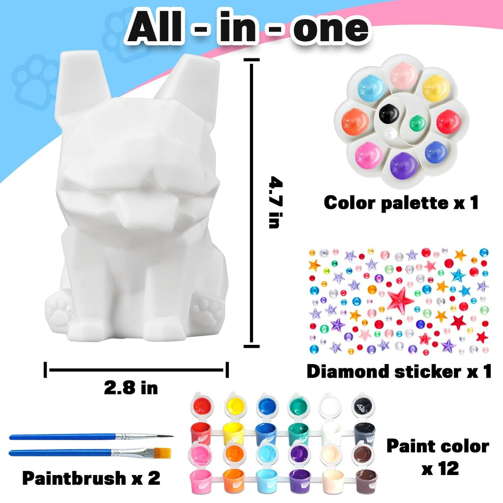 FUNZBO French Bulldog Paintable Night Light - DIY Art Craft Kit for Kids Ages 8-13