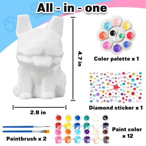 FUNZBO French Bulldog Paintable Night Light - DIY Art Craft Kit for Kids Ages 8-13