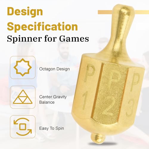 Fuoequl Solid Brass Put and Take Ante-Up Spinning Top Dice Game for Family Fun
