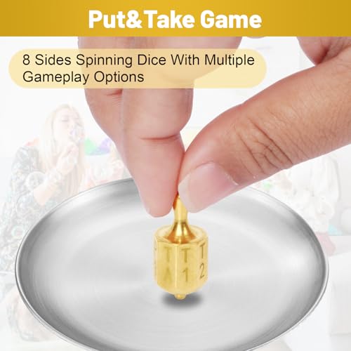 Fuoequl Solid Brass Put and Take Ante-Up Spinning Top Dice Game for Family Fun