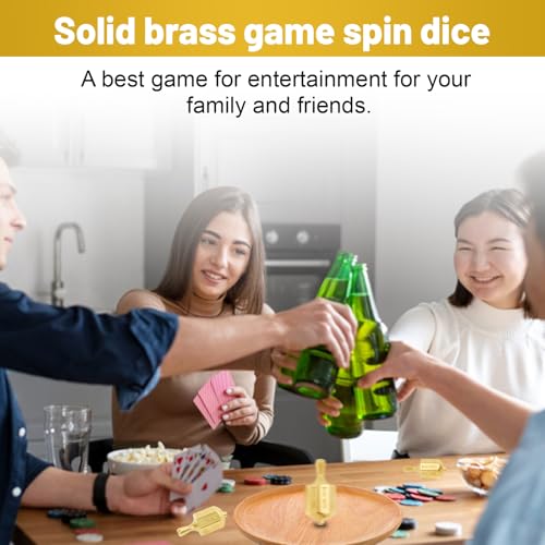 Fuoequl Solid Brass Put and Take Ante-Up Spinning Top Dice Game for Family Fun