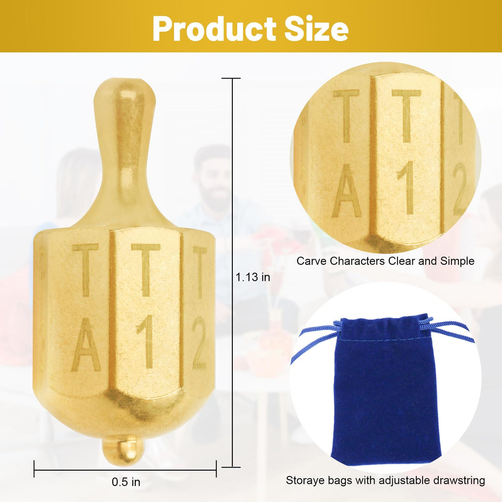 Fuoequl Solid Brass Put and Take Ante-Up Spinning Top Dice Game for Family Fun
