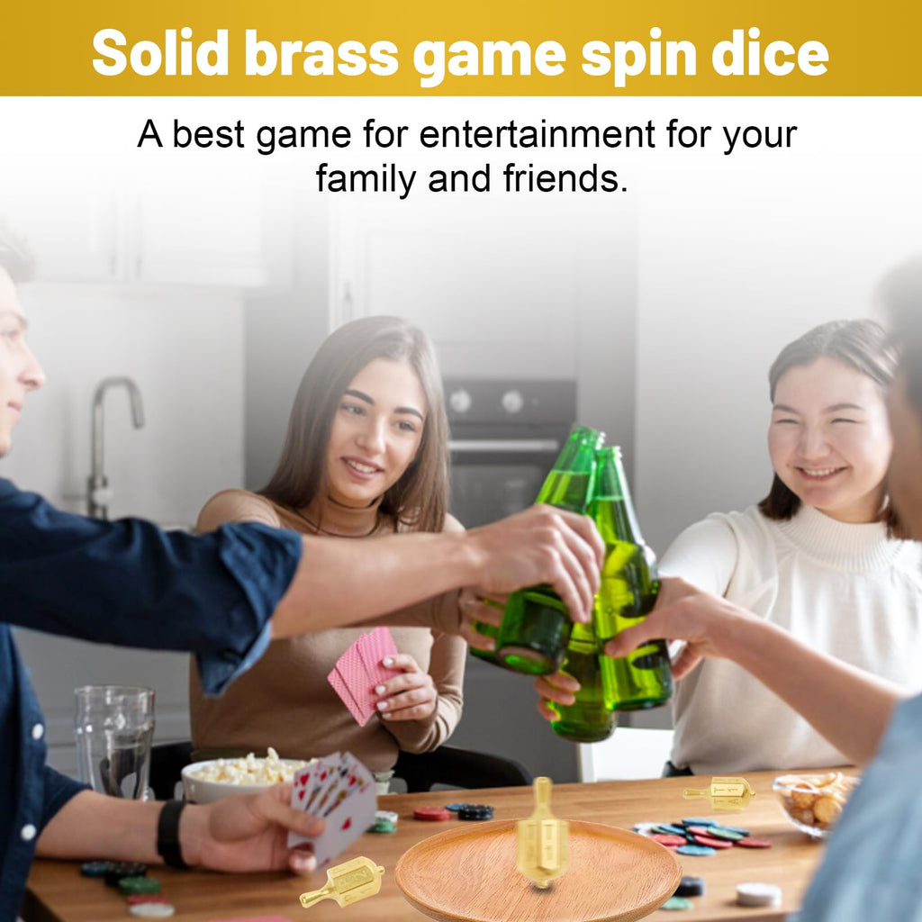 Fuoequl Solid Brass Put and Take Ante-Up Spinning Top Dice Game for Family Fun