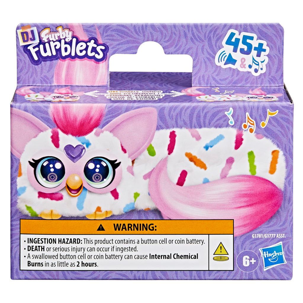 Furby DJ Furblets Berry-Cup-Cake Mini Electronic Plush Toy with Stretchy Body, Music, and Furbish Language