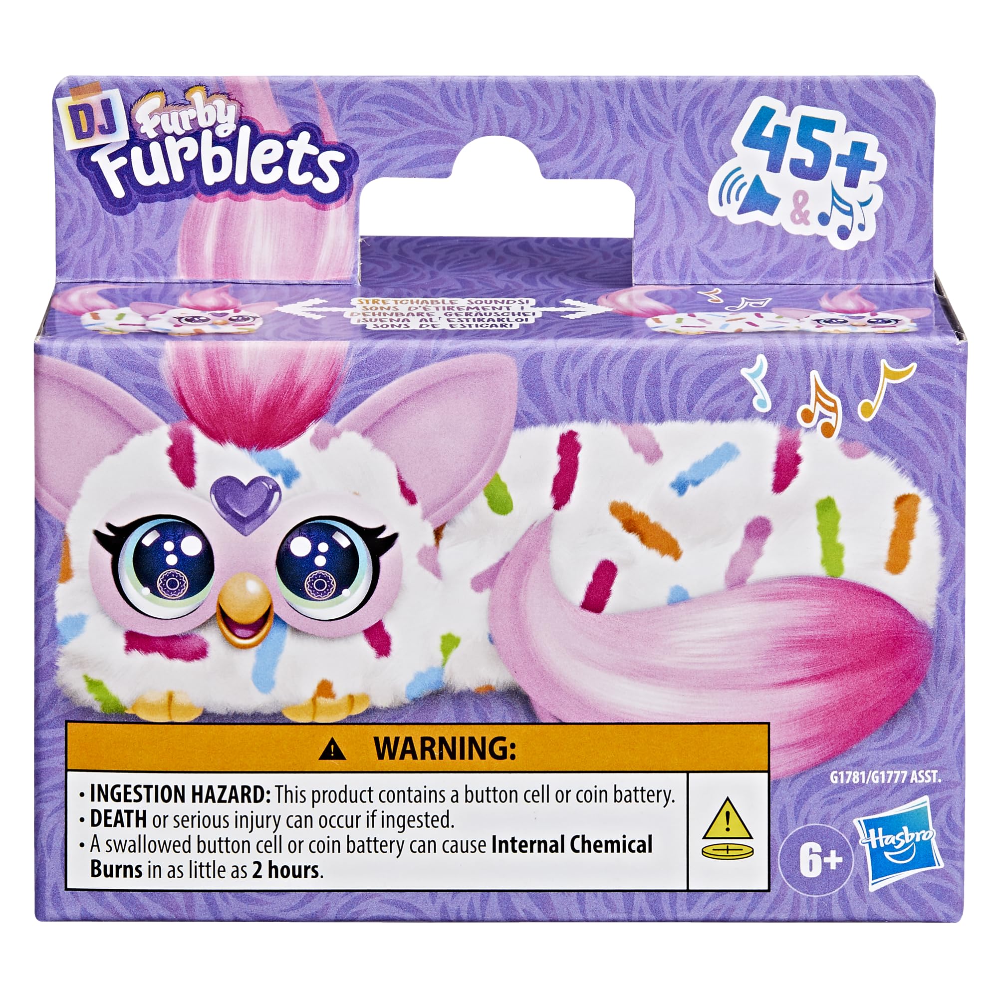 Furby DJ Furblets Berry-Cup-Cake Mini Electronic Plush Toy with Stretchy Body, Music, and Furbish Language