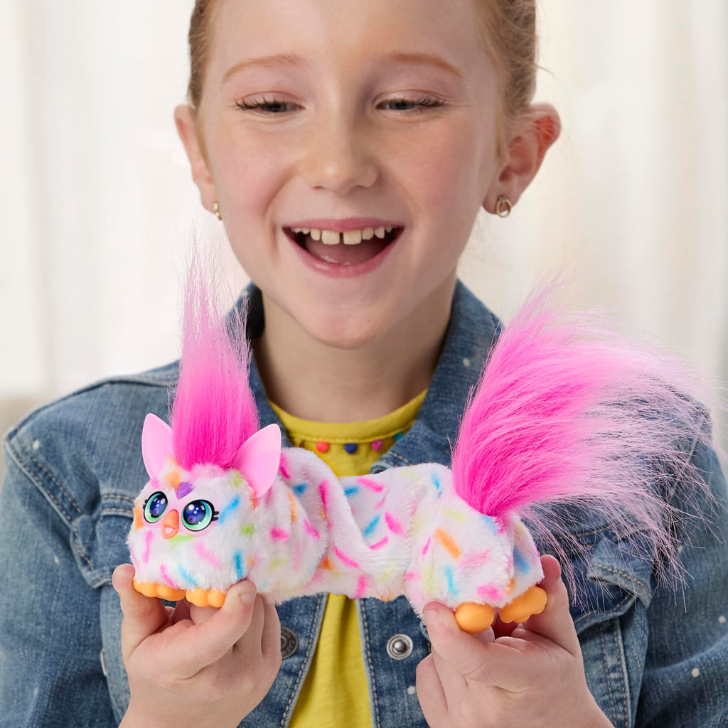 Furby DJ Furblets Berry-Cup-Cake Mini Electronic Plush Toy with Stretchy Body, Music, and Furbish Language