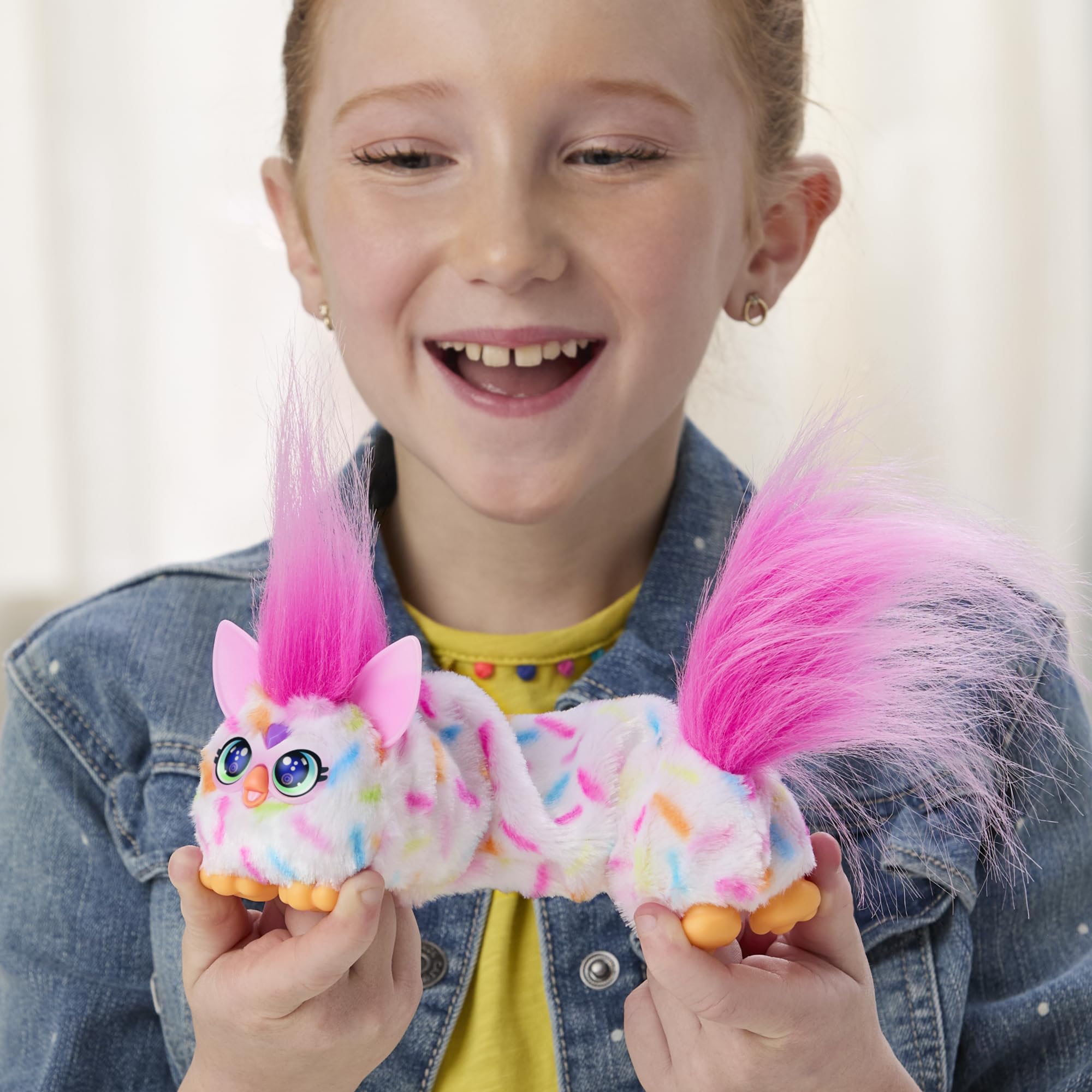 Furby DJ Furblets Berry-Cup-Cake Mini Electronic Plush Toy with Stretchy Body, Music, and Furbish Language