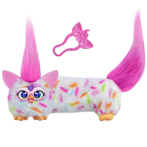 Furby DJ Furblets Berry-Cup-Cake Mini Electronic Plush Toy with Stretchy Body, Music, and Furbish Language