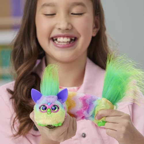 Furby DJ Furblets Can-Dee-Swirl Mini Electronic Plush Toy – Stretchy, Musical, and Speaks Furbish