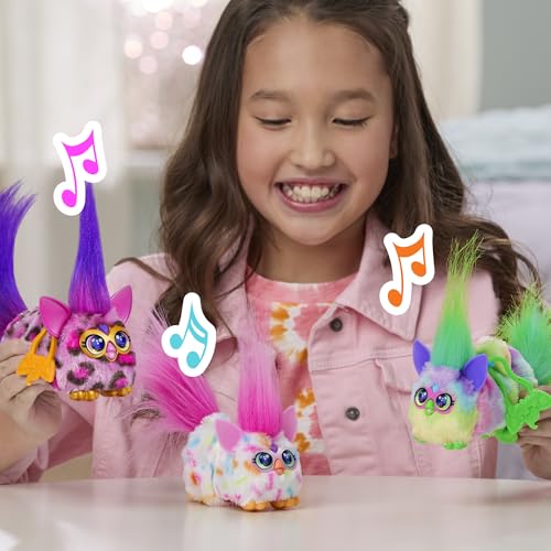 Furby DJ Furblets Can-Dee-Swirl Mini Electronic Plush Toy – Stretchy, Musical, and Speaks Furbish
