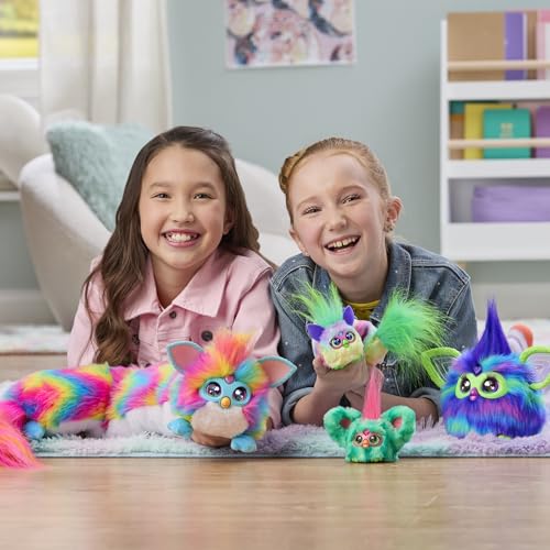 Furby DJ Furblets Can-Dee-Swirl Mini Electronic Plush Toy – Stretchy, Musical, and Speaks Furbish