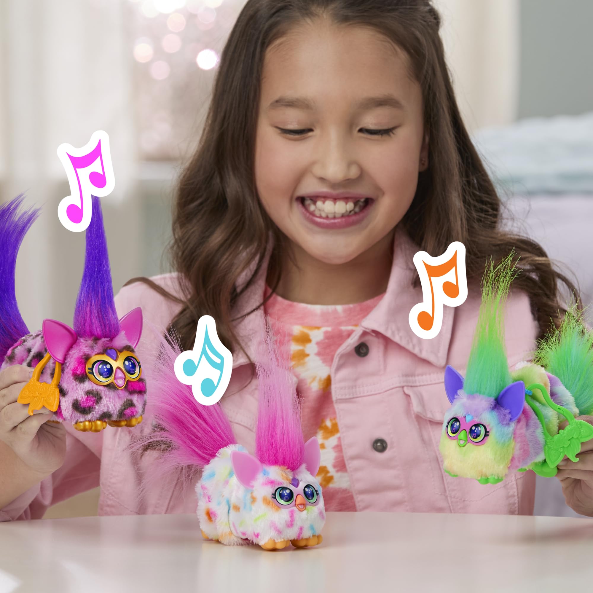 Furby DJ Furblets Can-Dee-Swirl Mini Electronic Plush Toy – Stretchy, Musical, and Speaks Furbish