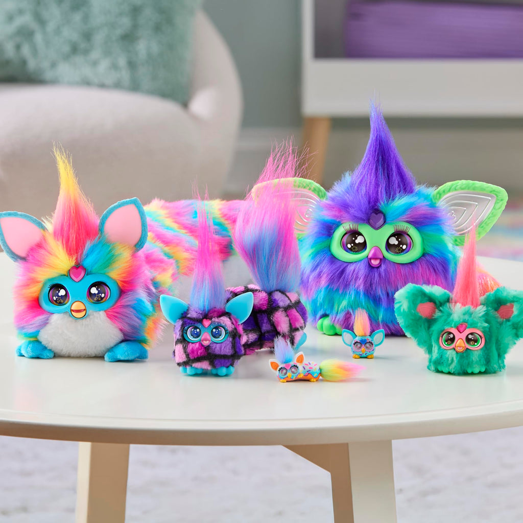 Furby DJ Furblets Can-Dee-Swirl Mini Electronic Plush Toy – Stretchy, Musical, and Speaks Furbish