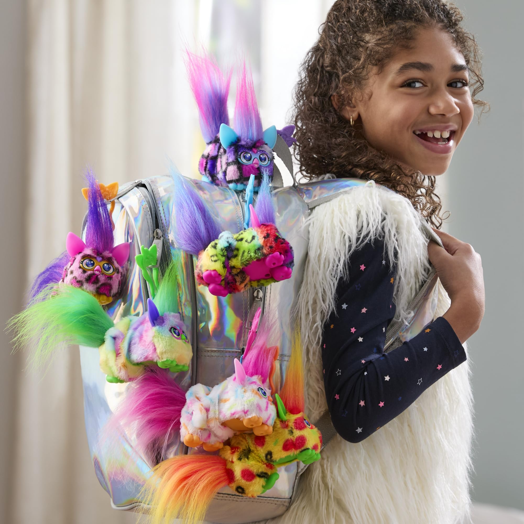 FURBY DJ Furblets Pepp-Oh-Roni: Stretchy Mini Plush Toy with Sound Effects and Furbish Language