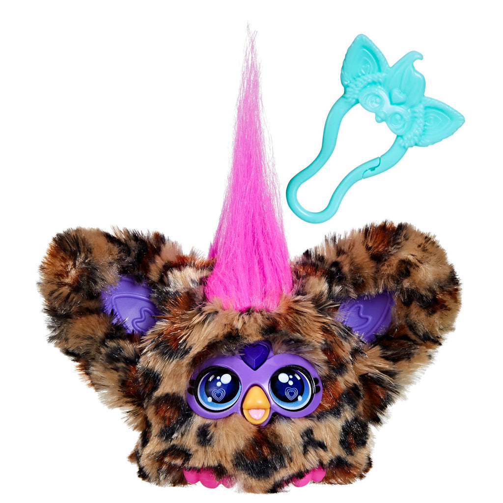 Furby Furblets Chee-Chee Mini Friend - Cheetah Print Electronic Plush Toy with 45+ Sounds, Keychain Clip, Ages 6+