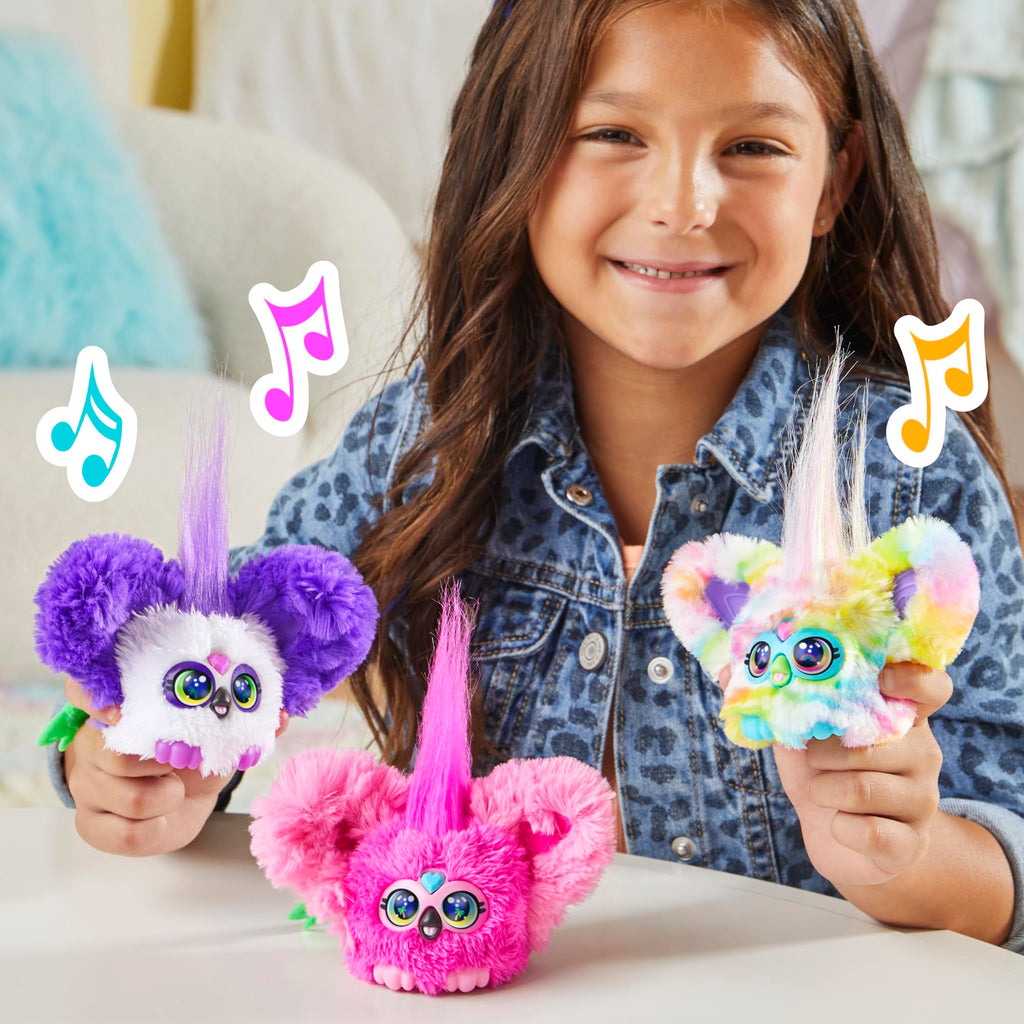 Furby Furblets Chee-Chee Mini Friend - Cheetah Print Electronic Plush Toy with 45+ Sounds, Keychain Clip, Ages 6+