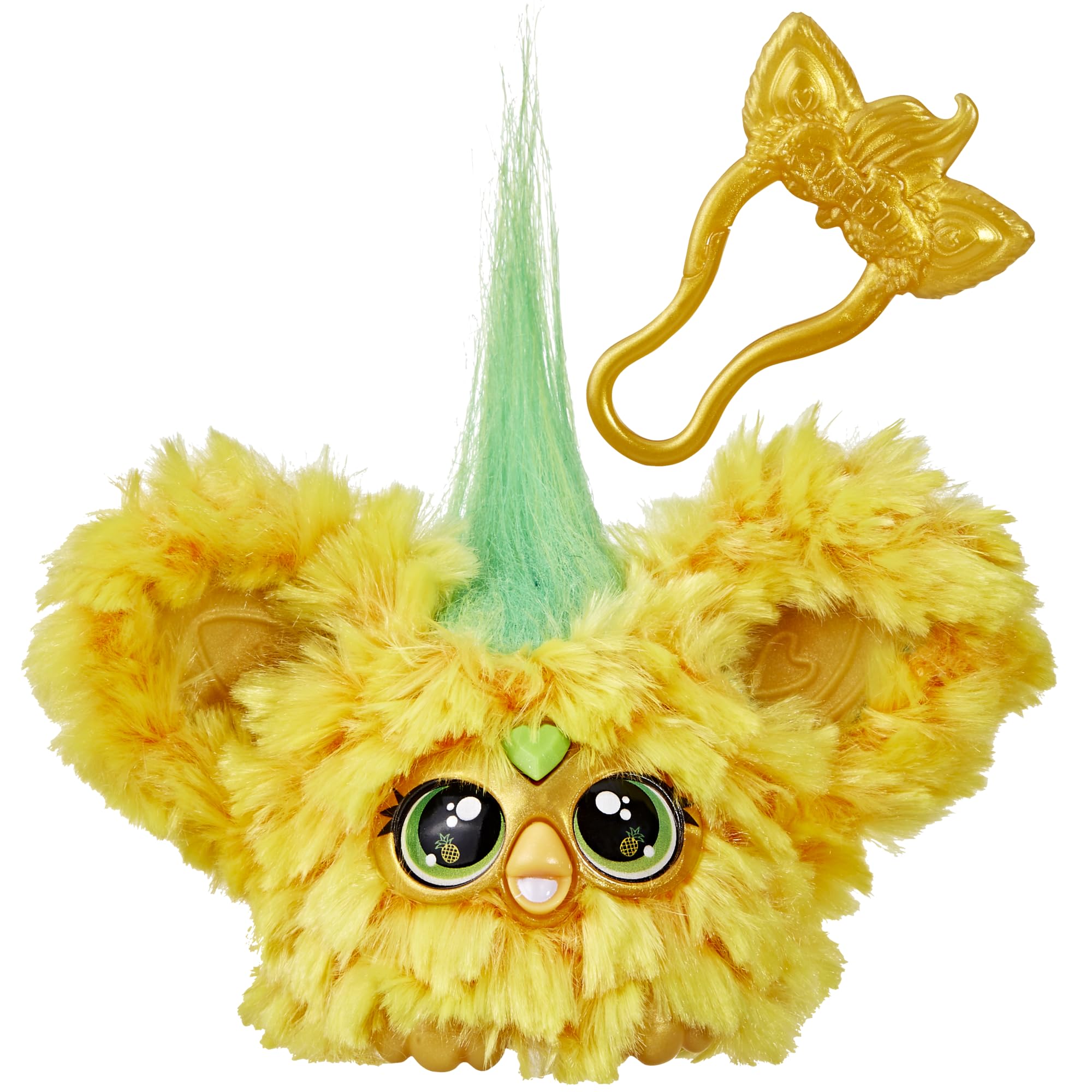 Furby Furblets Hoo-Lah Pineapple Mini Friend – 45+ Sounds, Speaks Furbish, Keychain Clip for Kids Ages 6+