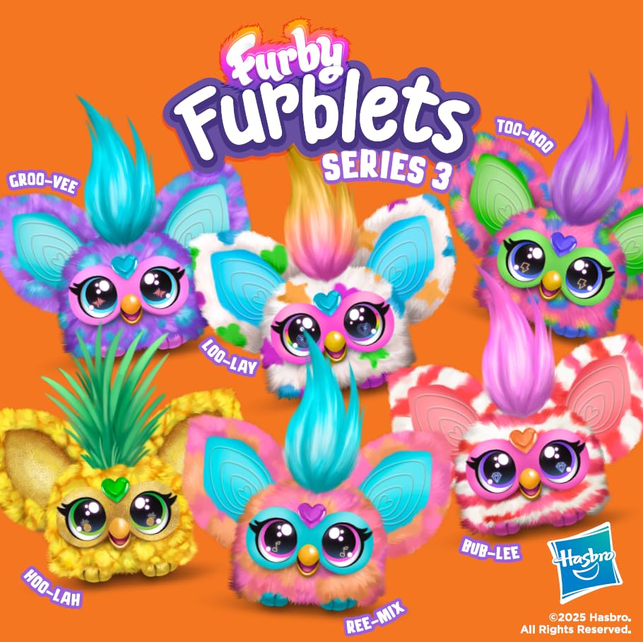 Furby Furblets Hoo-Lah Pineapple Mini Friend – 45+ Sounds, Speaks Furbish, Keychain Clip for Kids Ages 6+