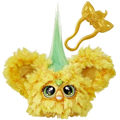 Furby Furblets Hoo-Lah Pineapple Mini Friend – 45+ Sounds, Speaks Furbish, Keychain Clip for Kids Ages 6+