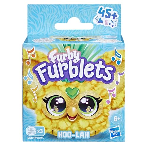 Furby Furblets Hoo-Lah Pineapple Mini Friend – 45+ Sounds, Speaks Furbish, Keychain Clip for Kids Ages 6+